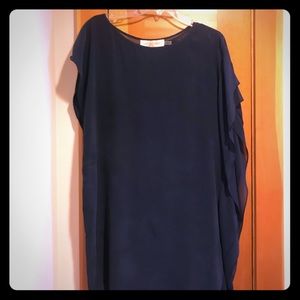 Dark Navy Asymmetrical 100% Silk Tunic/Dress